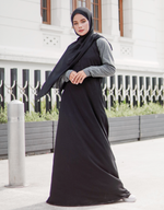 Raglan Maxi Dress in Black/Dark Misty Grey