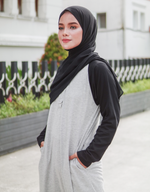 Raglan Maxi Dress in Light Misty Grey/Black